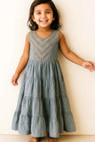 Grey Sleeveless Ethnic Gown With Embroidered Yoke For Girls