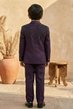 Plum Purple Suit With Bead Work For Boys