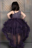 Dark violet Shimmer Ruffle Tailback Frock For Girls