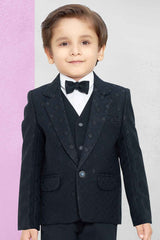 Navy Blue Tuxedo With Navy Blue Pant And Waistcoat Set For Boys