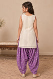 Lavender Embroidered Patiala Set with Dupatta For Girls