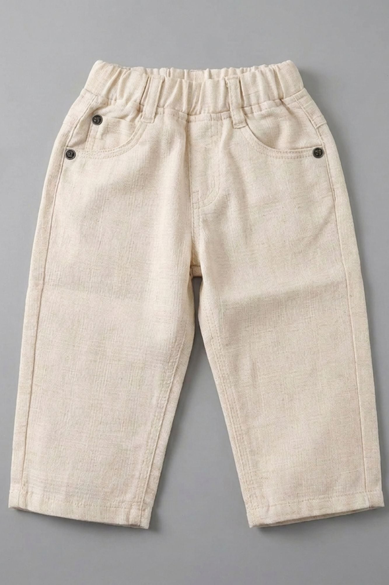 Textured Off-White Casual Pant