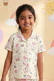 Girls Cream Bunny Print Night Suit Set