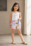 Playful Abstract Printed Waistcoat Top and Shorts Co ord Set