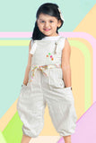Stylish Capri Style Beige Jumpsuit For Girls - Lagorii Kids