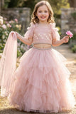 Blush Pink Floral Ruffle Lehenga Choli For Girls