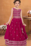 Elegant Rani Pink Sequins Embroidered Lehenga Choli With Dupatta For Girls