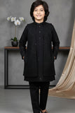 Black Sequins Embroidered Kurta Pajama Set with Ethnic Jacket for Boys