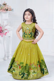 Mustard Yellow  Elephant Embroidered Lehenga Choli Set for Girls