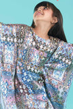 Stylish Multicolor Printed Dress With Butterfly Sleeves For Girls - Lagorii Kids