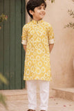Tie And Dye Yellow Kurta Set For Boys