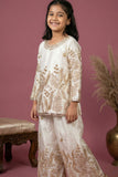Cream Heavy Embroidered Palazzo Set For Girls