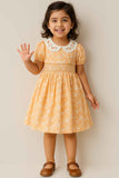 Peach Floral Cotton Dress For Girls