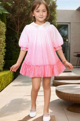 Double Shaded Pink Dress With Sequin Work For Girls