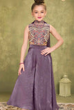 Designer Purple Thread Embroidery For Palazzo Set For Girls