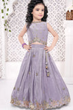 Lilac Embroidered Lehenga Choli For Girls