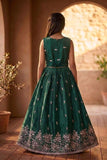 Girls Teal Green Floral Embroidered Ethnic Lehenga Choli Set with Dupatta