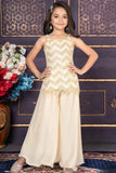Stylish Cream Sequin Palazzo Set For Girls