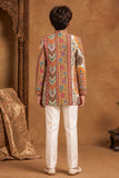 Multicolor Sequin Embroidered Sherwani Set With Pants For Boys