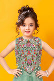 Pista Green Sequins Work With Thread Embroidery For Palazzo Set For Girls