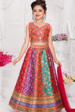 Multicolor Embellished Lehenga Choli with Dupatta For Girls