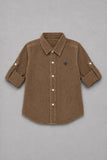 Boys Beige Full Sleeve Casual Shirt