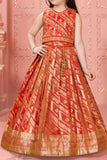 Red And Gold Lehenga Choli Set For Girls