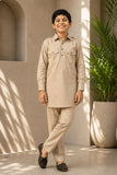 Grey Pathani Set  With Shirt Collar Design For Boys