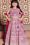 Red Sequin And Thread Embroidery Work Lehenga Choli Set For Girls