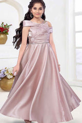 Peach asymmetric full-length gown