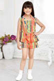 Western Multicolor Overcoat And Crop Top With Shorts Set For Girls