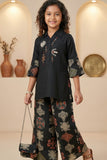 Black Ethnic Printed Co-Ord Set For Girls