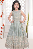 Light Grey Heavy Embroidered Lehenga Choli For Girls