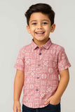 Dusty Pink Printed Shirt with Geometric Motif for Boys