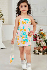 Multicolor Sequins Work Party Wear Mini Dress With Sling Bag For Girls