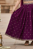 Premium Wine Embroidered Lehenga Choli with Dupatta For Girls