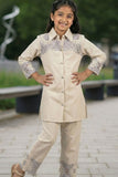 Cream Patchwork Casual Co-ord Set for Girls