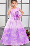 Lilac Sparkle One-Shoulder Party Gown for Girls