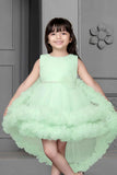 Green Net Multilayer With Ruffle Frock For Girls - Lagorii Kids
