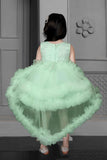 Green Net Multilayer With Ruffle Frock For Girls - Lagorii Kids