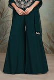Girls Rama Green Silver Embroidered Sleeveless Palazzo Set With Dupatta