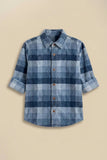 Boys Blue Checked Full Sleeve Casual Shirt