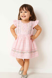 Soft Pink Embroidered Cotton Frock For Girls