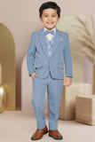 Boys Light Blue Party Wear 5-Piece Suit