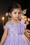 Girls Lavender Sequinned Party Wear Frock with Bow Detail