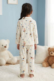Girls Cream Teddy Bear Print  Night Suit Set