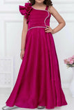 Rani Pink One-Shoulder Party Wear Gown For Girls