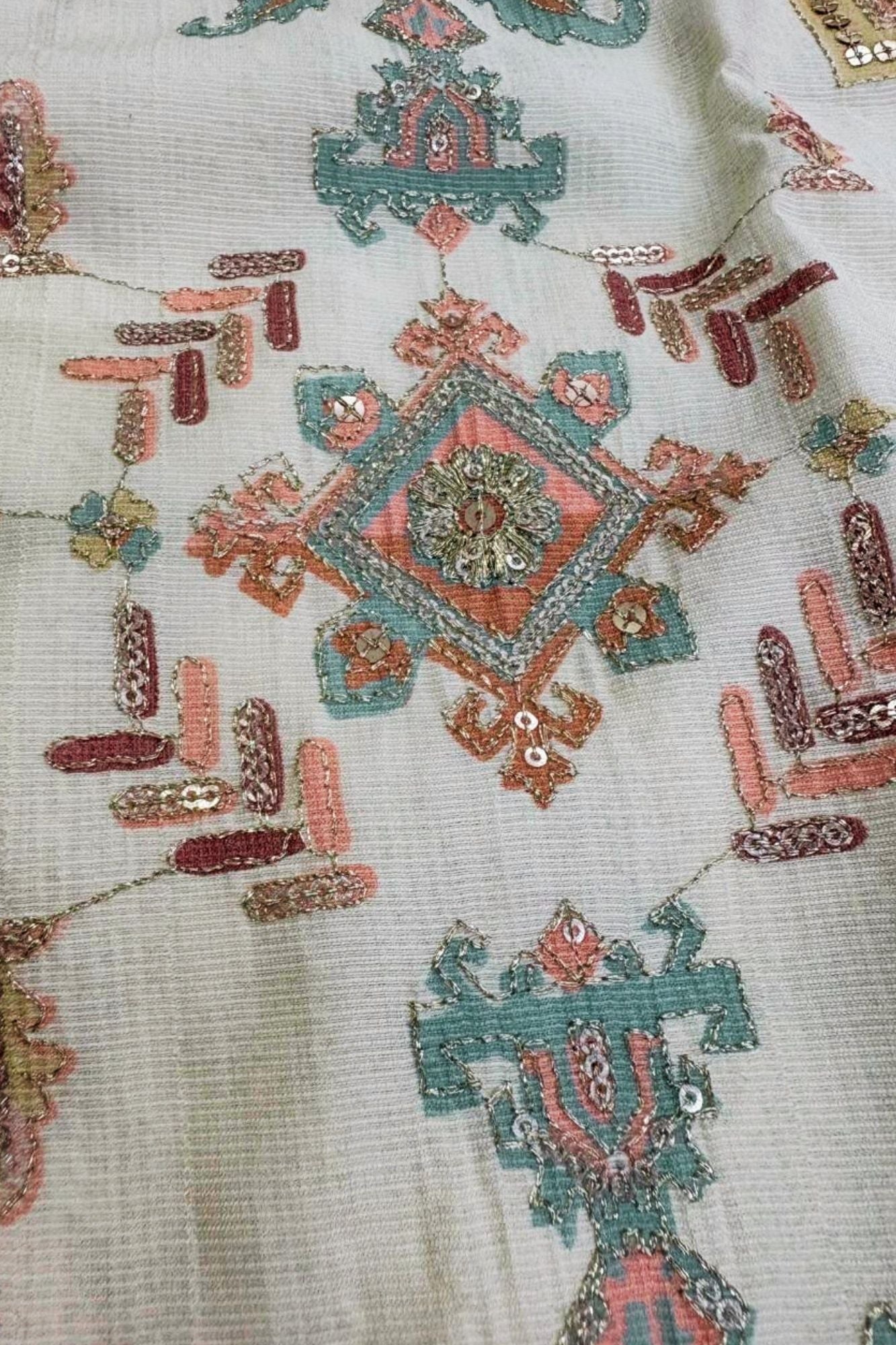 Ivory Embroidered Kurta Set With Pajama For Boys