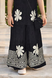 Black & White Floral Embroidered Sleeveless Co-ord Set For Girls