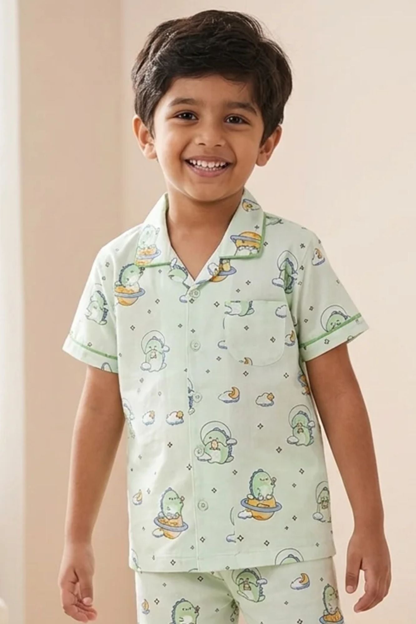 Boys Mint Green Space Print Night Suit Set